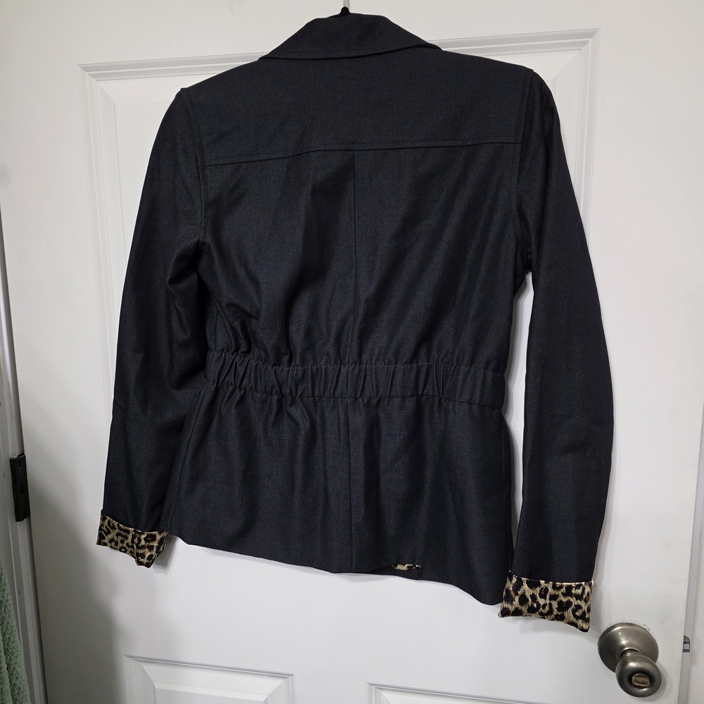 IMAN Dark Blue Blazer with Animal Print Accents - Picture 3 of 3
